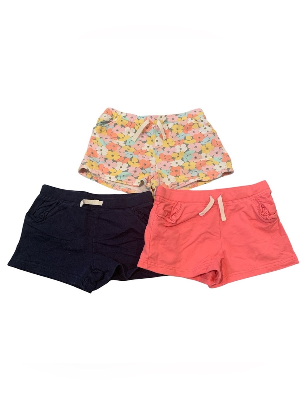 Carter's 3-Pack Girls' Knit Shorts - Floral, Coral & Navy
